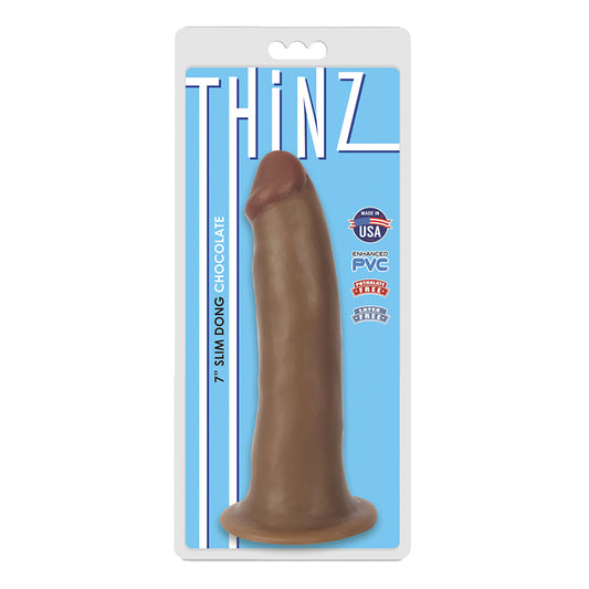 Curve Toys Thinz 7 in. Slim Dildo with Suction Cup Brown