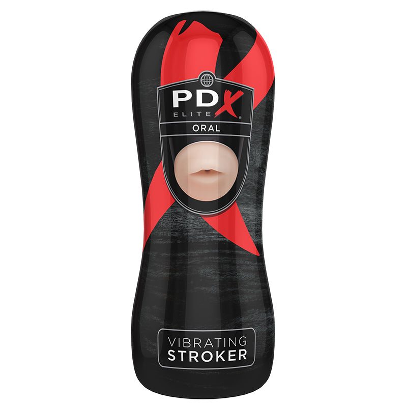 PDX Elite Vibrating Stroker Oral Beige/Black
