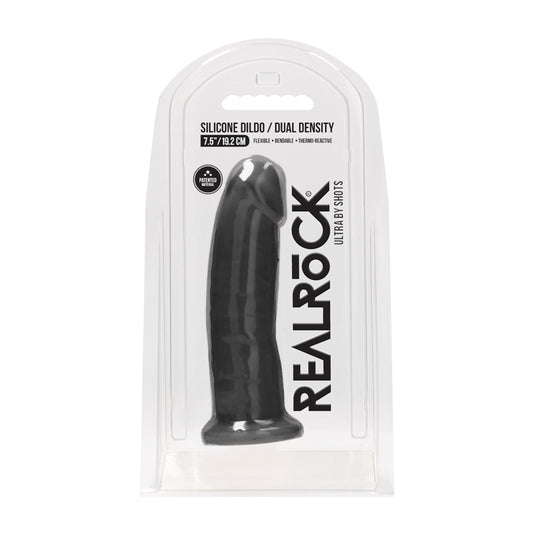RealRock Ultra Realistic Dual Density Silicone 7.5 in. Bendable Dildo Black