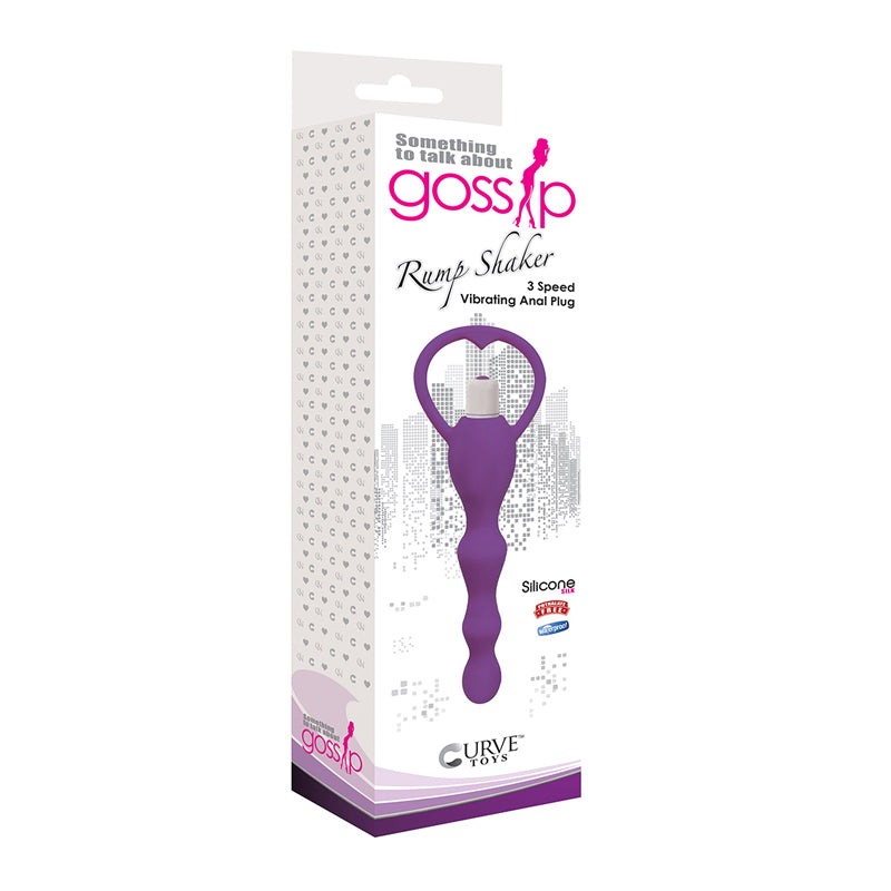 Curve Toys Gossip Rump Shaker Waterproof Silicone Beaded Vibrating Anal Plug Violet