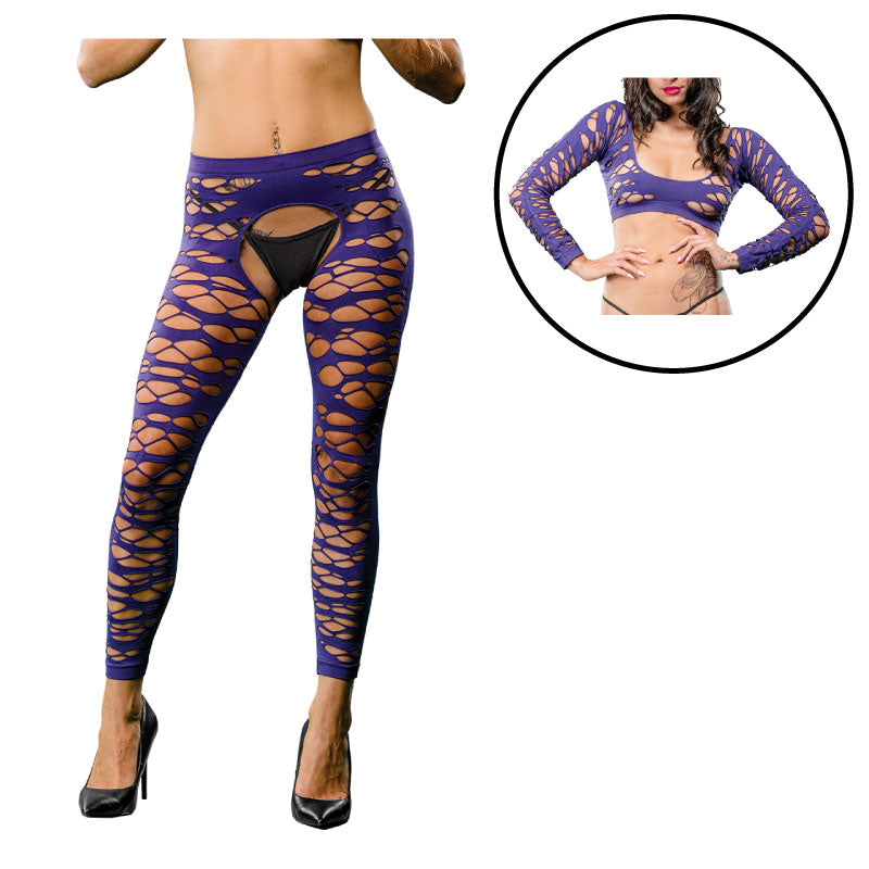 Violet Crotchless Legging Side Strap OS Packaging Box