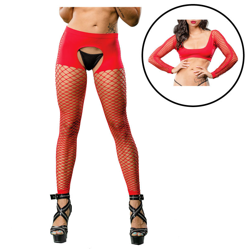 Red Crotchless Mesh/Fishnet Legging Packaging Box
