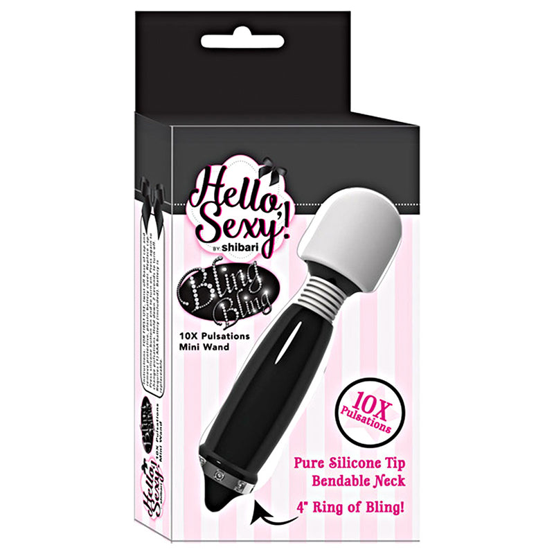 Hello Sexy Bling Mini Wand Rechargeable 10X Black