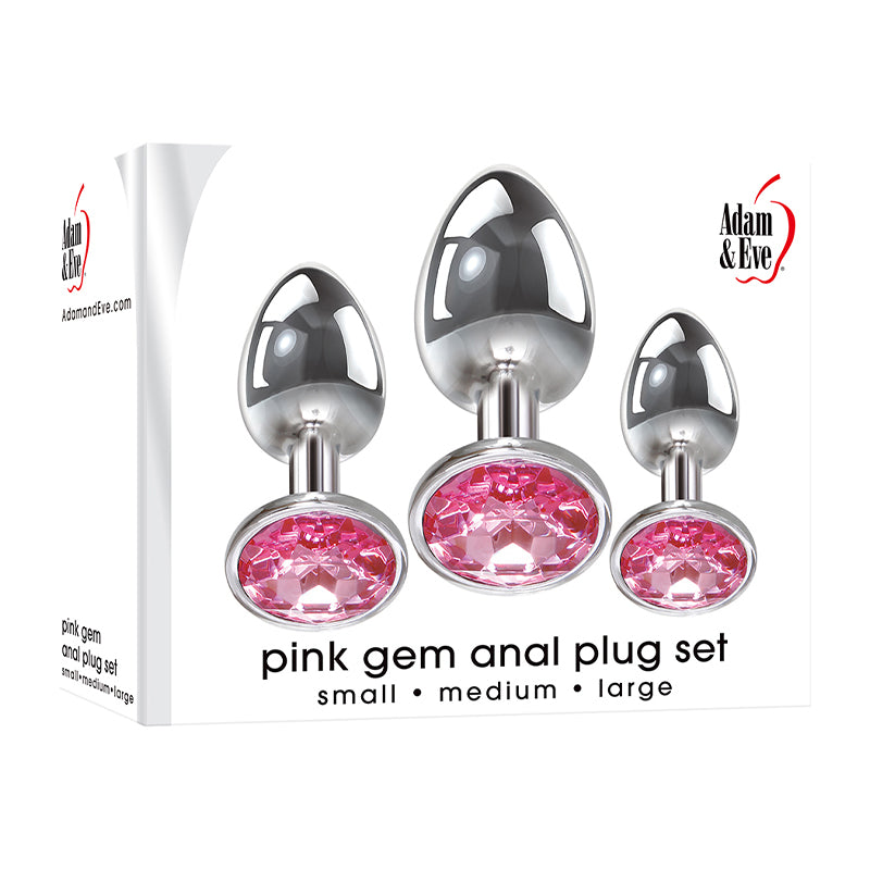 Adam & Eve 3-Piece Metal Anal Plug With Pink Gemstone Base Set Shockwave Adult Lifestyle Entertainment Adam & Eve 3-Piece Metal Anal Plug With Pink Gemstone Base Set Shockwave Adult Lifestyle Entertainment