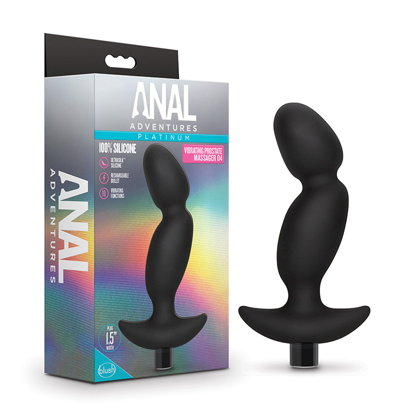 Blush Anal Adventures Platinum Silicone Rechargeable Vibrating Prostate Massager 04 Black