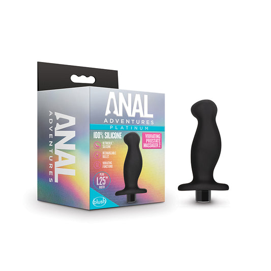 Blush Anal Adventures Platinum Silicone Rechargeable Vibrating Prostate Massager 02 Black