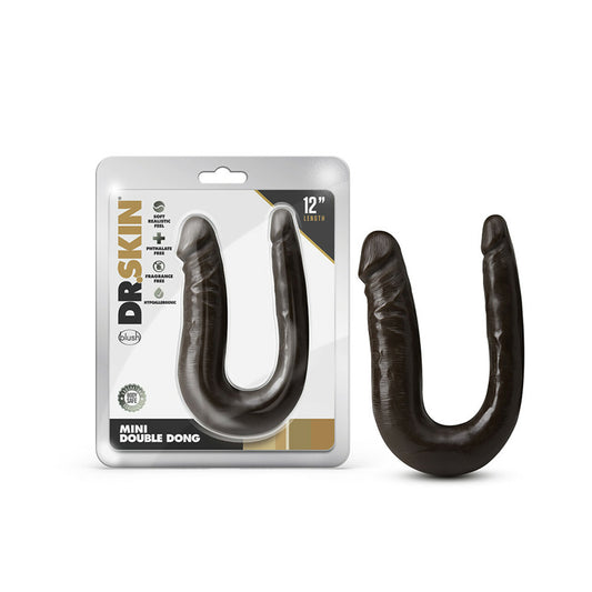 Blush Dr. Skin Mini Double Dong Realistic 12 in. Dual-Ended Dildo Brown