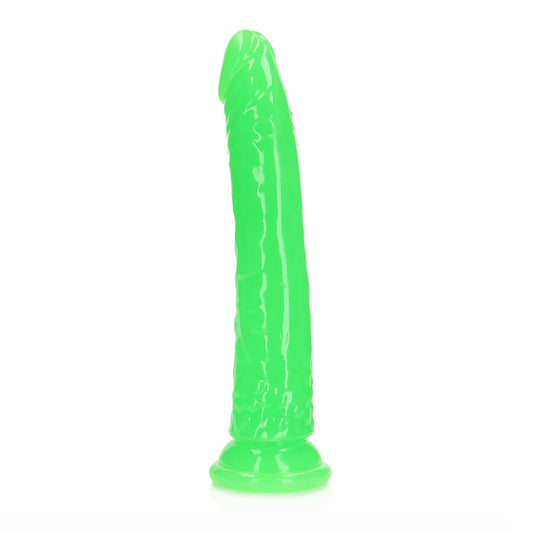 RealRock Glow in the Dark Slim 10 in. Dildo Neon Green