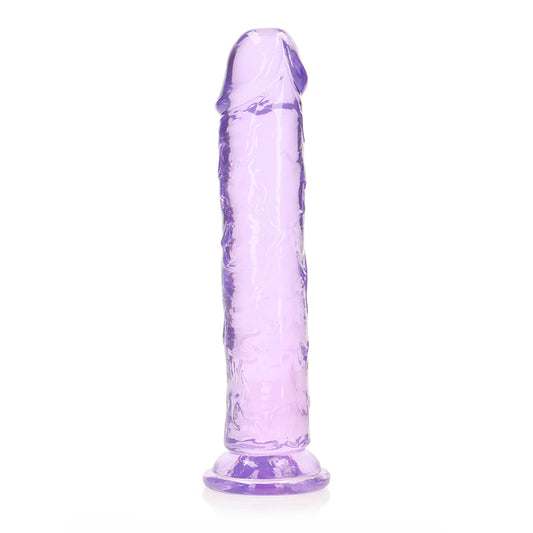 RealRock Crystal Clear Straight 10 in. Dildo Without Balls Purple