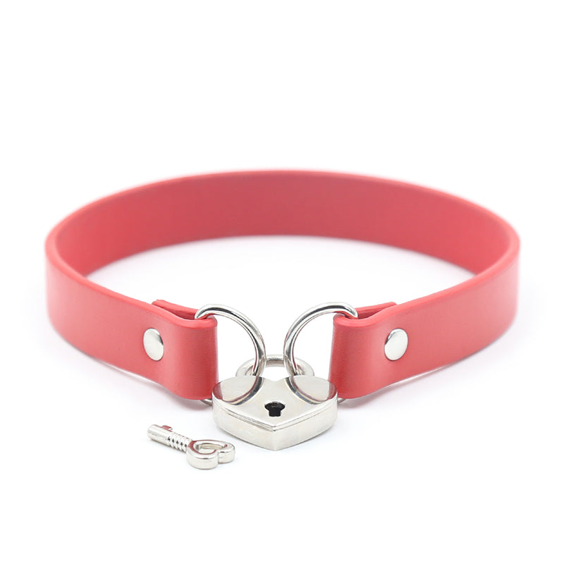 Ple'sur PVC Collar With Heart Lock & Key Red Bag Packaging