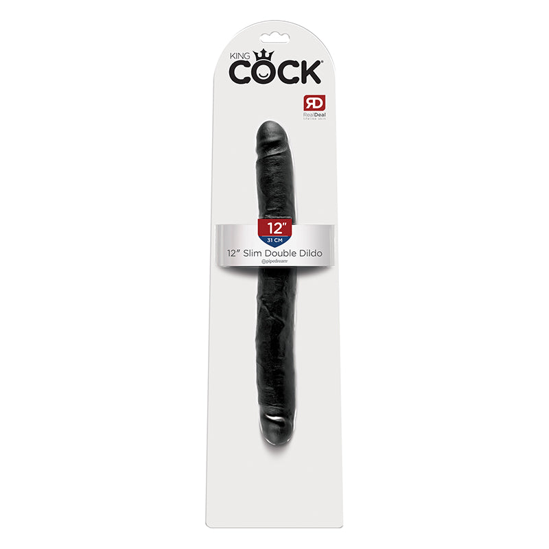 Pipedream King Cock 12 in. Slim Double Dildo Realistic Black