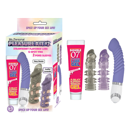 My Personal Pleasure Kit #2 Includes Lube, G-Spot Vibe 2 Penis Sleeves Strawberry Lube Waterproof