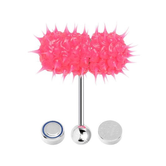 Lix Vibrating Tounge Ring Pierced GITD Pink (Stainless Steel)