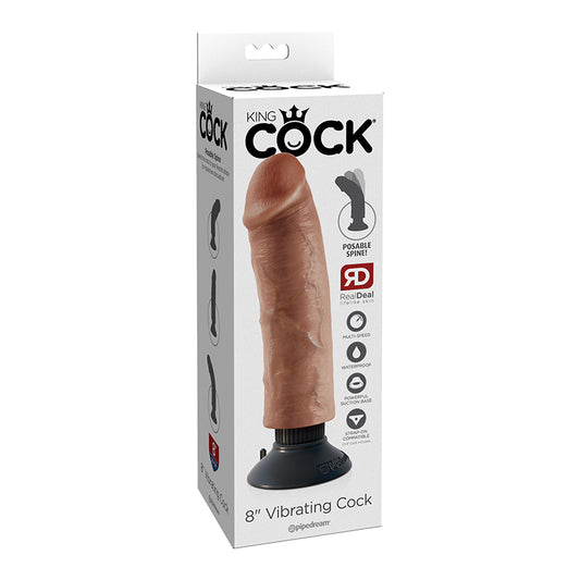 Pipedream King Cock 8 in. Vibrating Cock Poseable Dildo With Suction Cup Tan