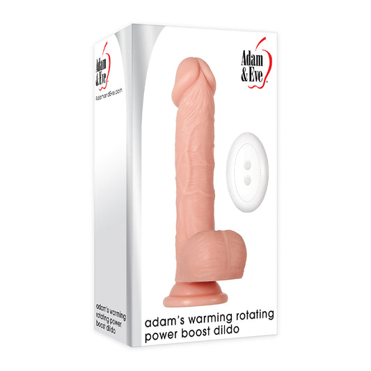 Adam & Eve Adam's Warming Rotating Power Boost Rechargeable Remote-Controlled Vibrating 7.5 in. Silicone Dildo With Balls Beige