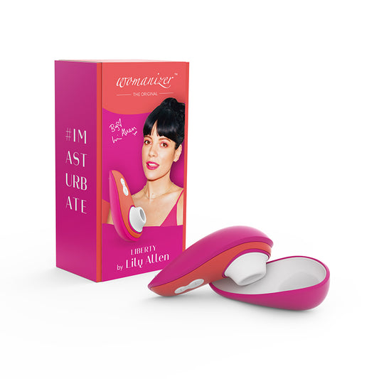 Womanizer Liberty by Lily Allen Rechargeable Silicone Compact Travel Pleasure Air Clitoral Stimulator Rebellious Pink