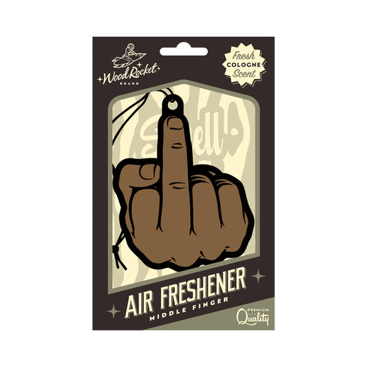 Wood Rocket Air Freshener Middle Finger Brown